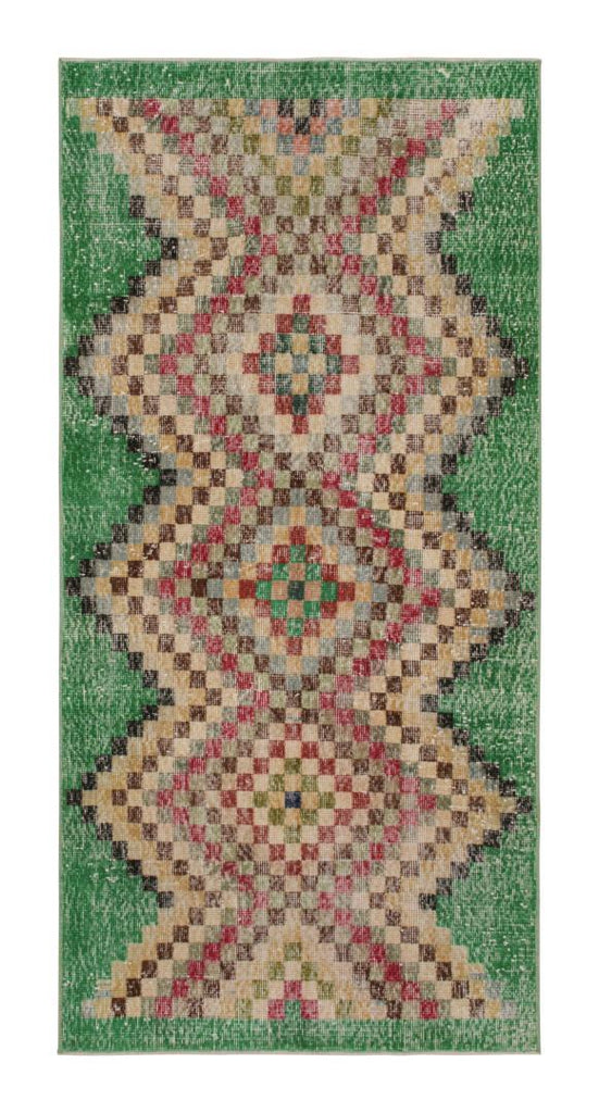 Vintage Zeki Muren Runner In Polychromatic Geometric Patterns