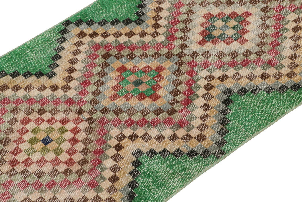 Vintage Zeki Muren Runner In Polychromatic Geometric Patterns