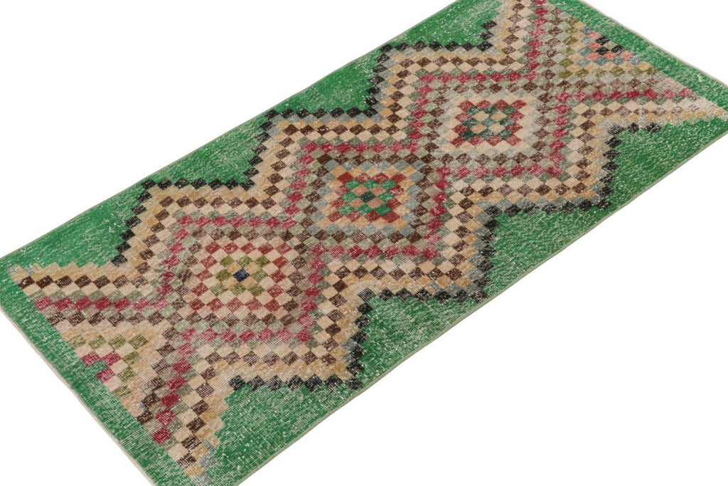 Vintage Zeki Muren Runner In Polychromatic Geometric Patterns