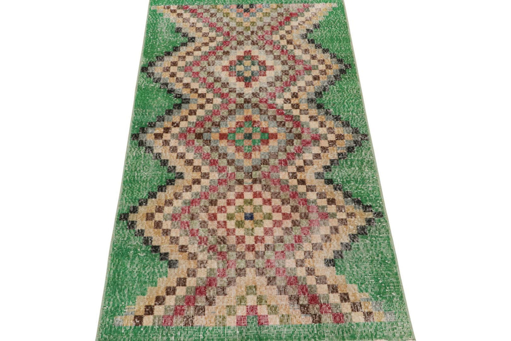 Vintage Zeki Muren Runner In Polychromatic Geometric Patterns