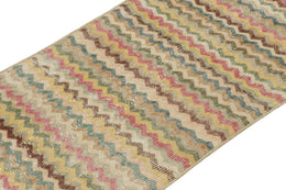 Vintage Zeki Muren Runner With Polychromatic Chevron Patterns