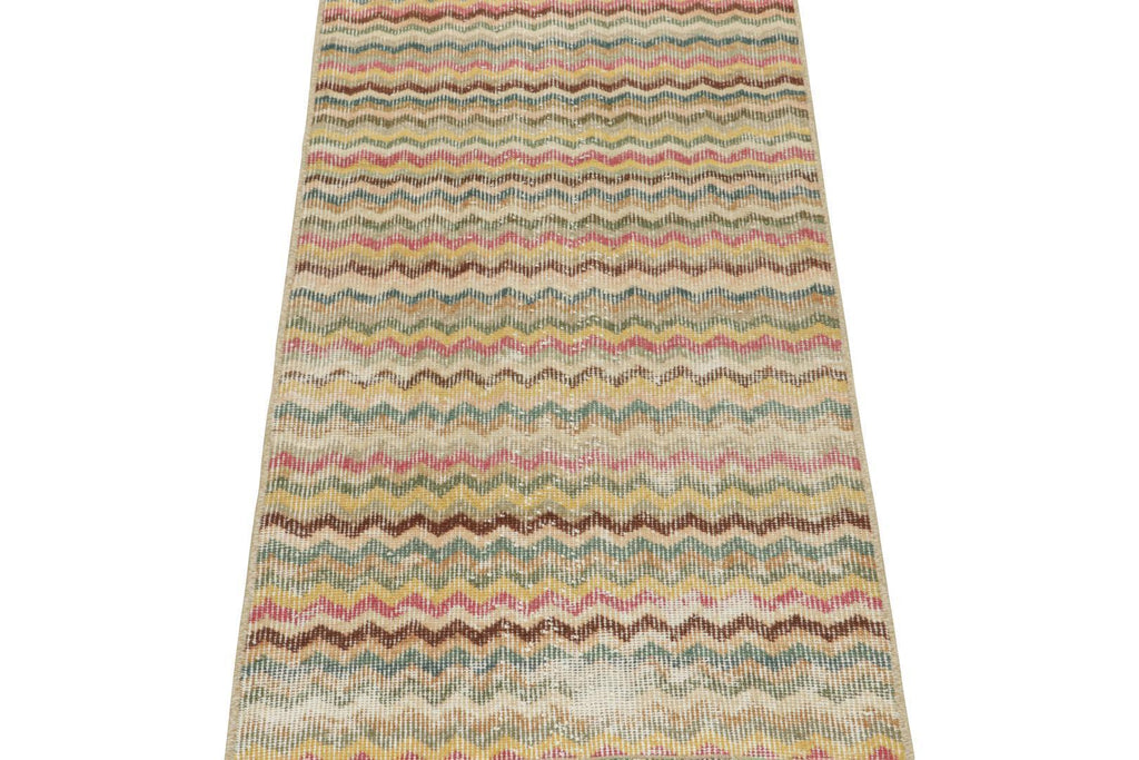 Vintage Zeki Muren Runner With Polychromatic Chevron Patterns