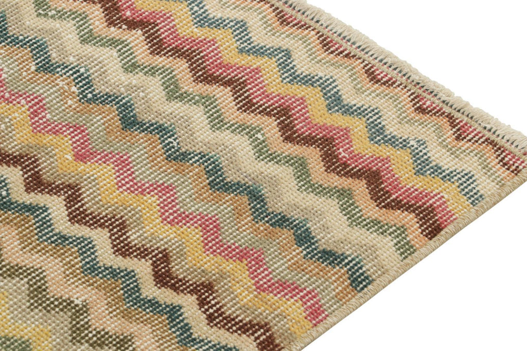 Vintage Zeki Muren Runner With Polychromatic Chevron Patterns