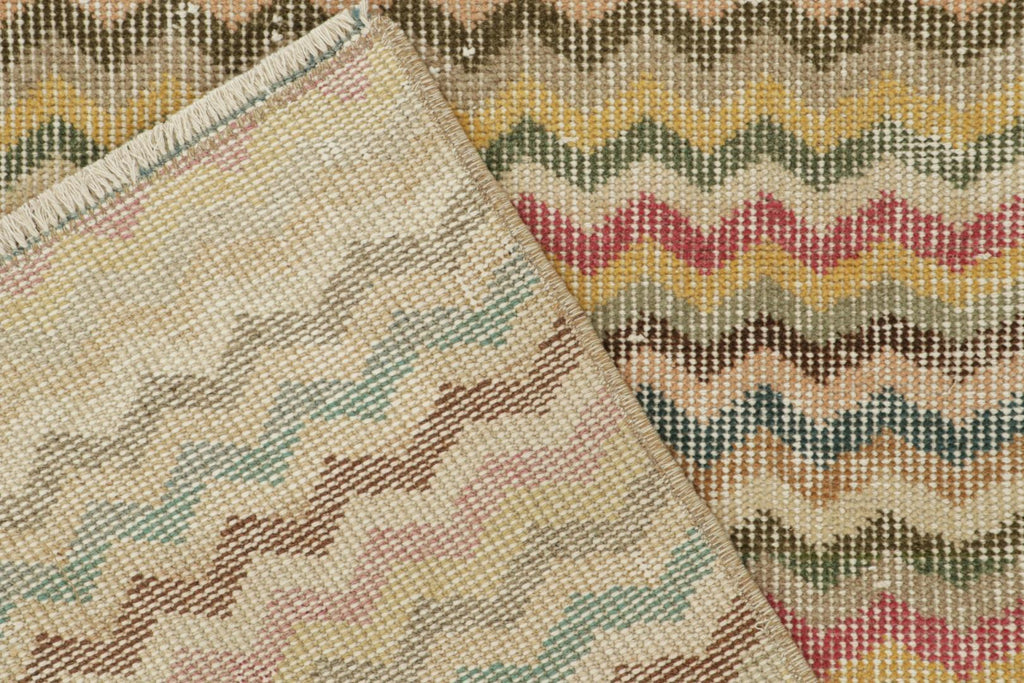 Vintage Zeki Muren Runner With Polychromatic Chevron Patterns