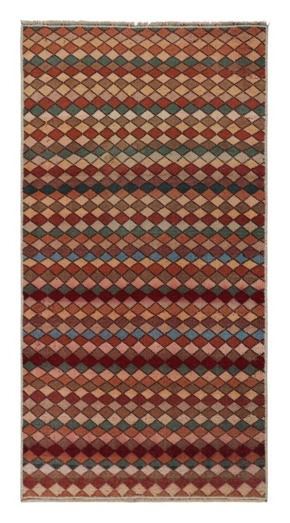 Vintage Zeki Muren Rug In Polychromatic Diamond Patterns