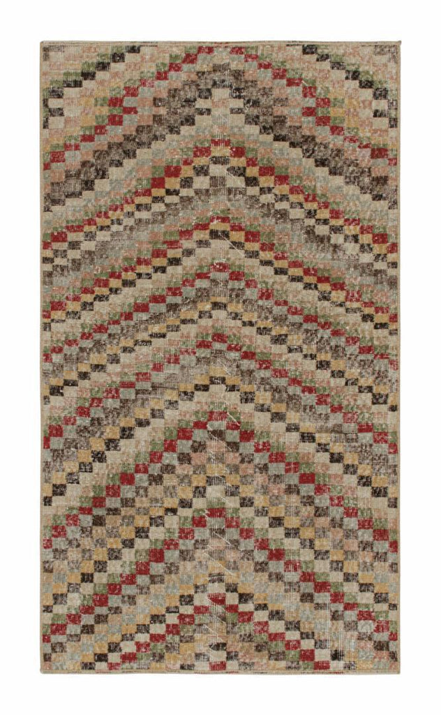 Vintage Zeki Muren Rug In Polychromatic Geometric Patterns 4x6