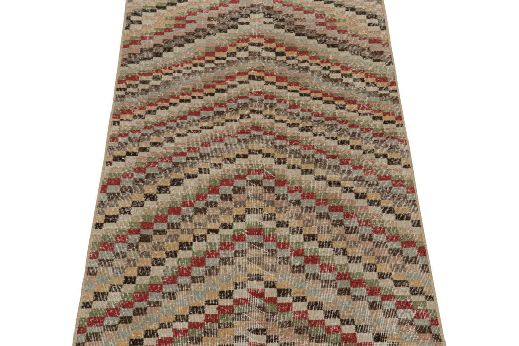 Vintage Zeki Muren Rug In Polychromatic Geometric Patterns 4x6