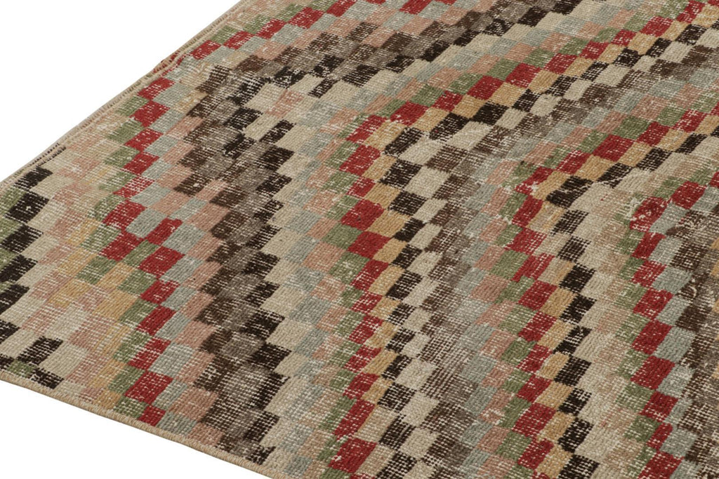 Vintage Zeki Muren Rug In Polychromatic Geometric Patterns 4x6