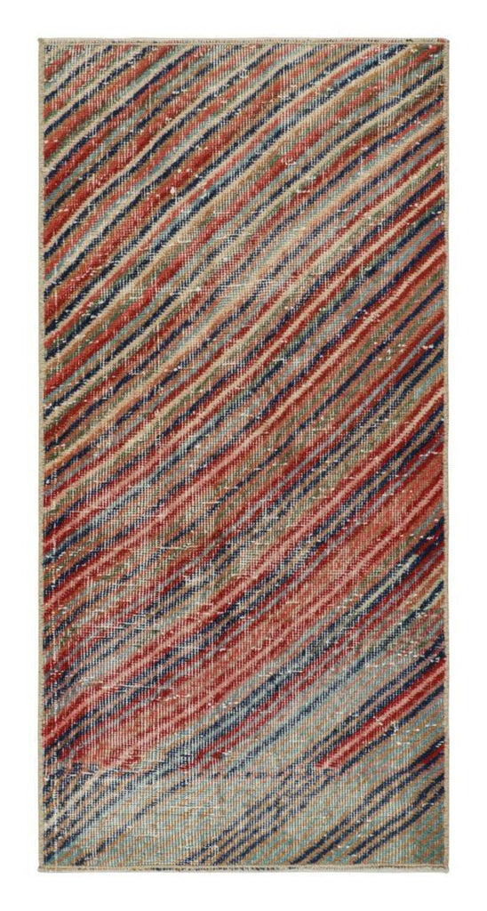 Vintage Zeki Muren Rug With Polychromatic Stripes