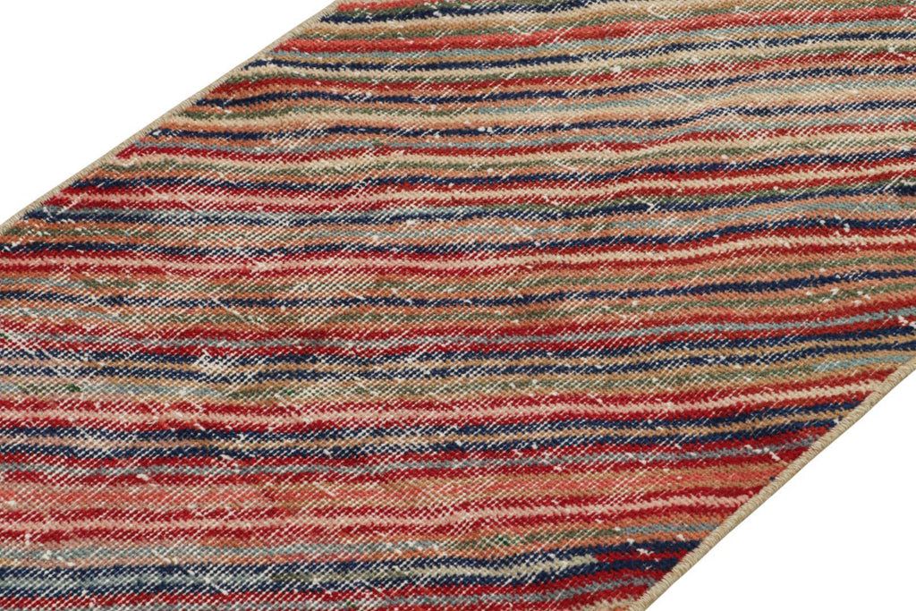 Vintage Zeki Muren Rug With Polychromatic Stripes