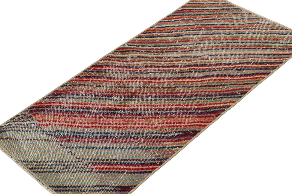 Vintage Zeki Muren Rug With Polychromatic Stripes