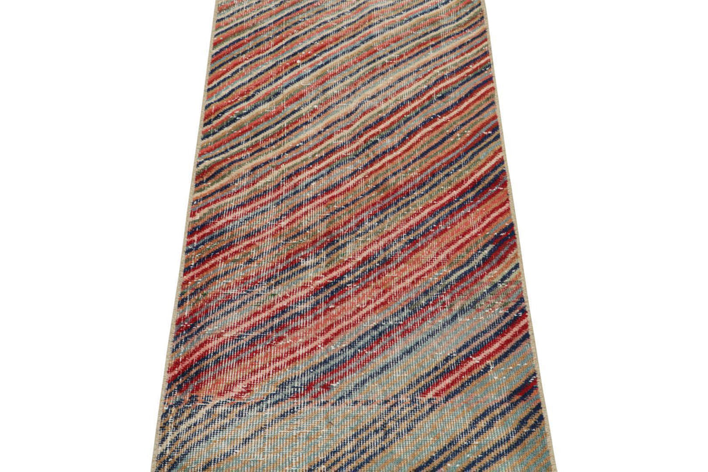 Vintage Zeki Muren Rug With Polychromatic Stripes