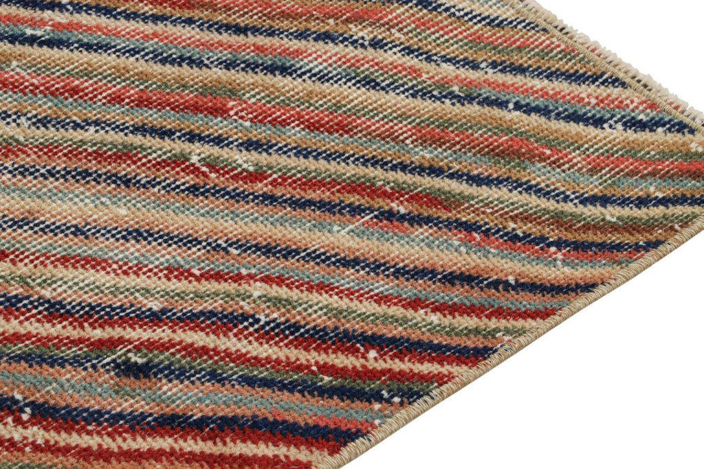 Vintage Zeki Muren Rug With Polychromatic Stripes