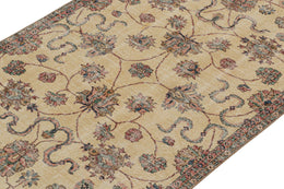 Vintage Zeki Muren Rug In Cream With Floral Patterns