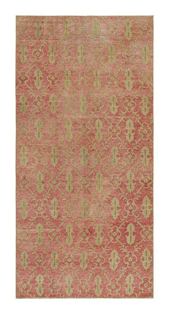 Distressed Zeki Muren Rug In Red With Trellis Pattern