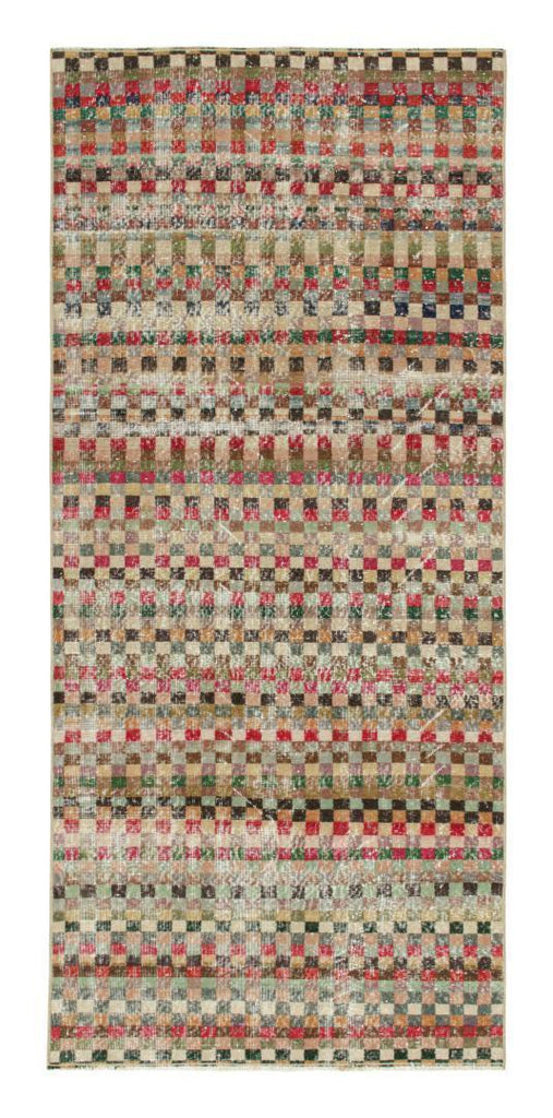 Vintage Zeki Muren Rug In Polychromatic Geometric Patterns 4x9