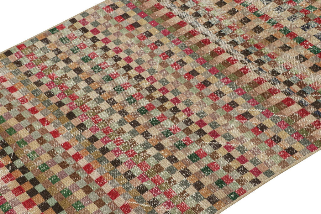 Vintage Zeki Muren Rug In Polychromatic Geometric Patterns 4x9