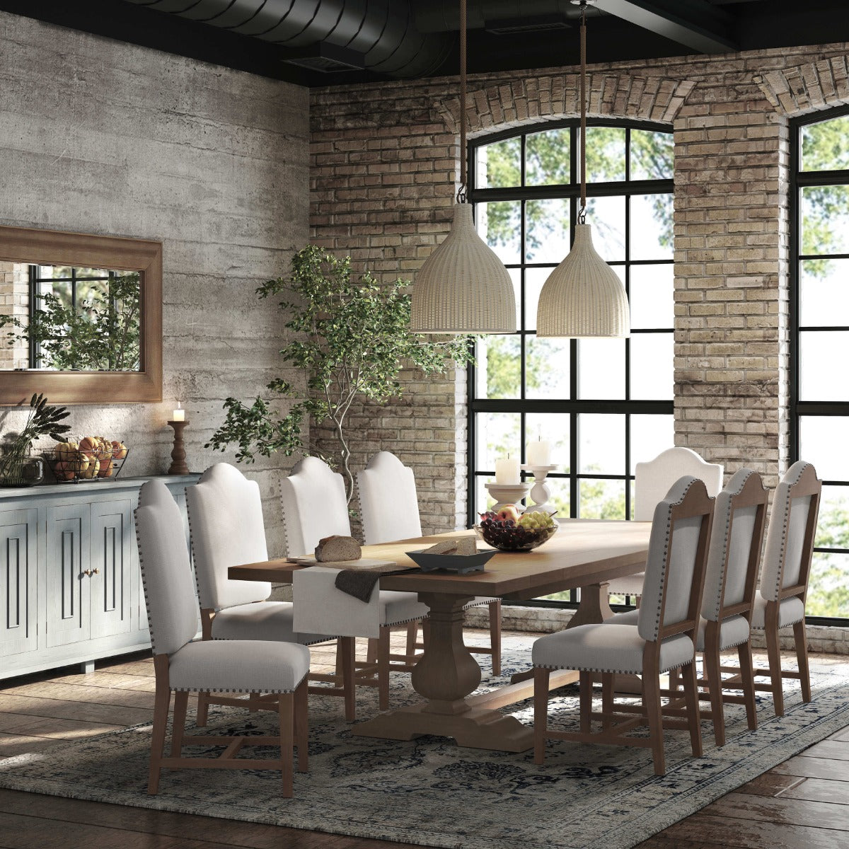 Trestle Extension Table 96 - 120'' in Straw Wash