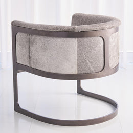 Regan Barrel Chair with Grey Hair, Antique Gunmetal