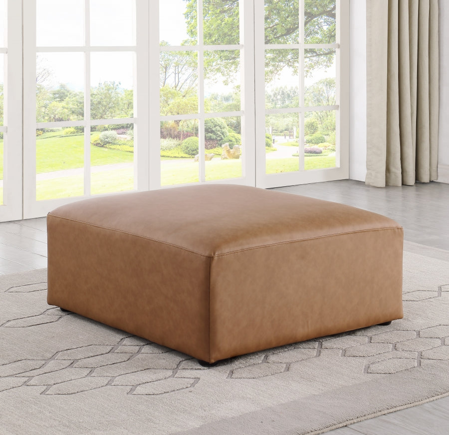 Cube Charcoal Grey Vegan Leather Ottoman