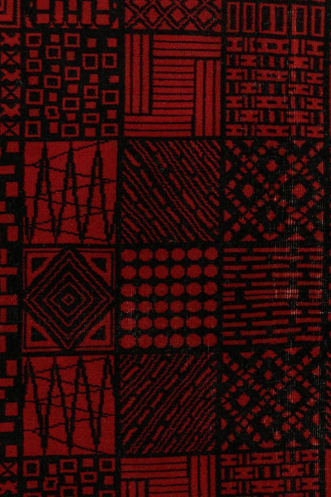 Vintage Zeki Muren Rug In Red & Black Geometric Patterns