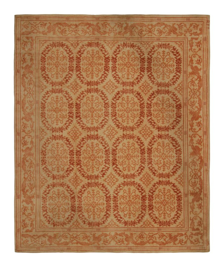 Vintage Spanish Rug In Beige With Medallions