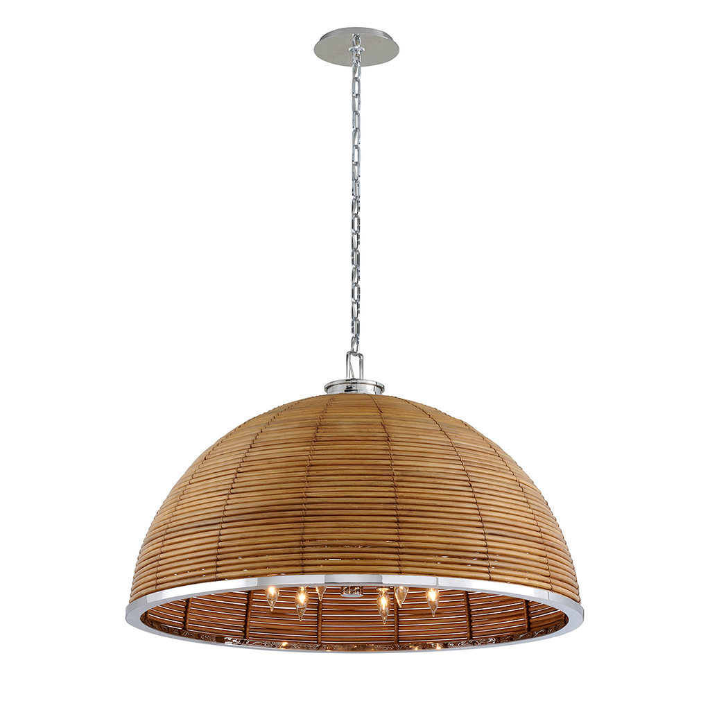 Carayes Chandelier 25" - Natural Rattan Stainless Steel