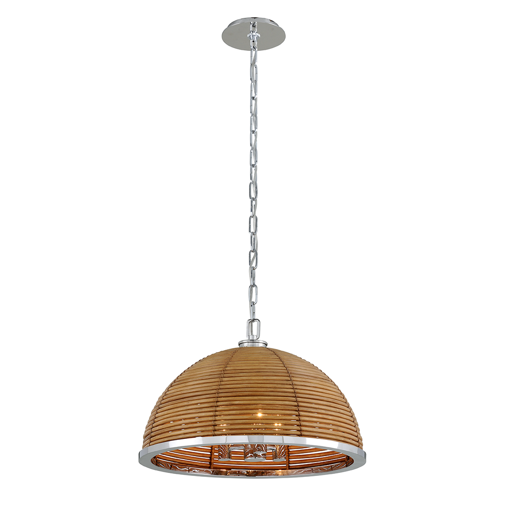 Carayes Chandelier 13" - Natural Rattan Stainless Steel