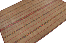 Vintage Moroccan Tuareg Mat With Beige And Red Stripes