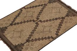 Vintage Moroccan Tuareg Mat In Beige & Brown Geometric Pattern 4X6