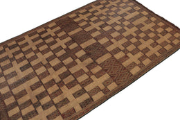 Vintage Moroccan Tuareg Mat In Beige & Red Geometric Patterns