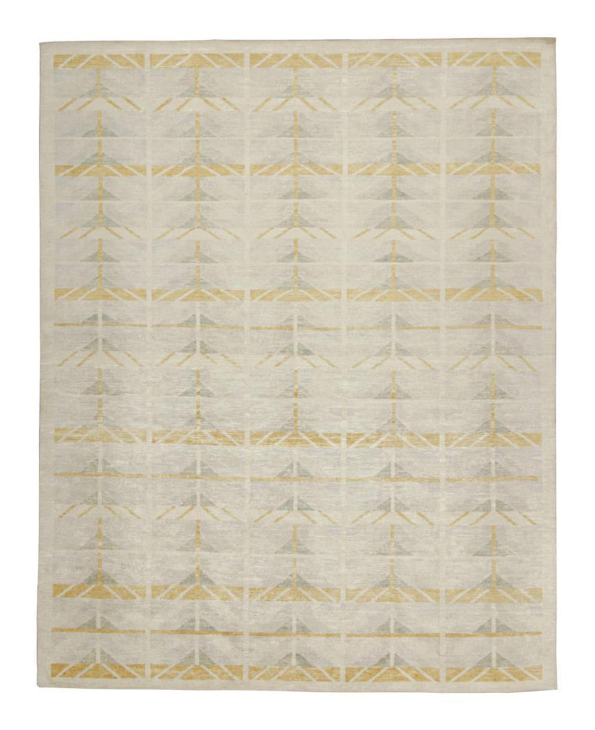 Scandinavian Rug With Gold & Beige Geometric Patterns 12X15