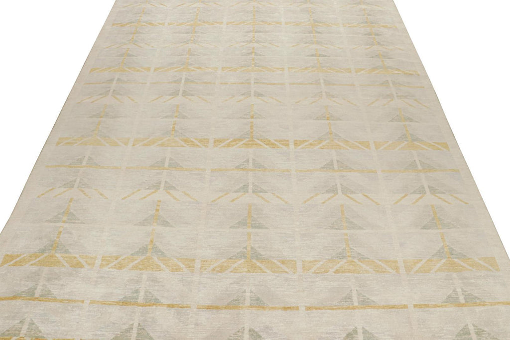 Scandinavian Rug With Gold & Beige Geometric Patterns 12X15