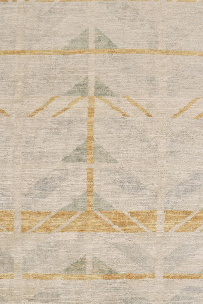 Scandinavian Rug With Gold & Beige Geometric Patterns 10X14