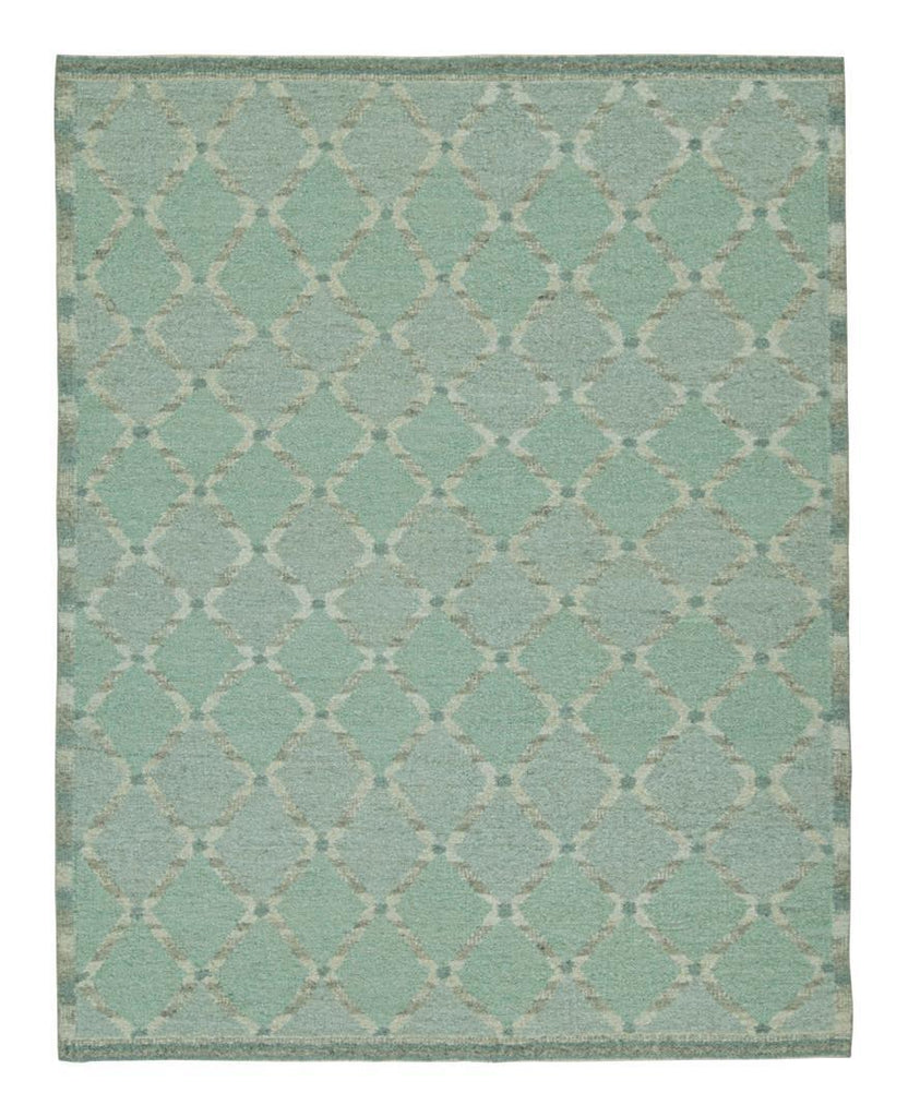 Scandinavian Rug In Blue & Gray Geometric Patterns 9X12