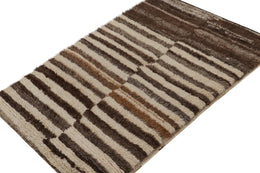 Vintage Moroccan Azilal Rug In Beige With Stripes