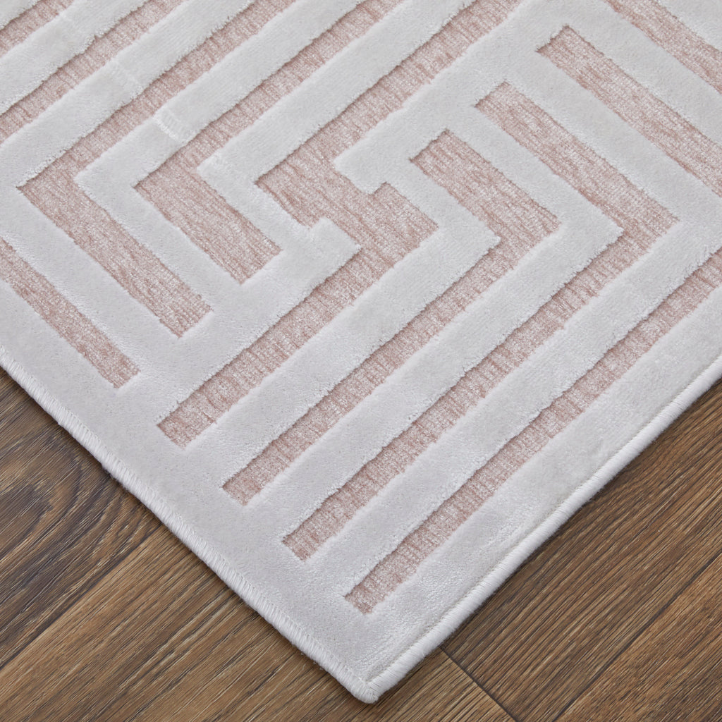 Saphir Mira Modern Geometric Pink White Area Rug (1'9" x 2'10" / Pattern 4)