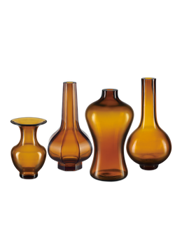 Amber & Gold Peking Long Neck Vase