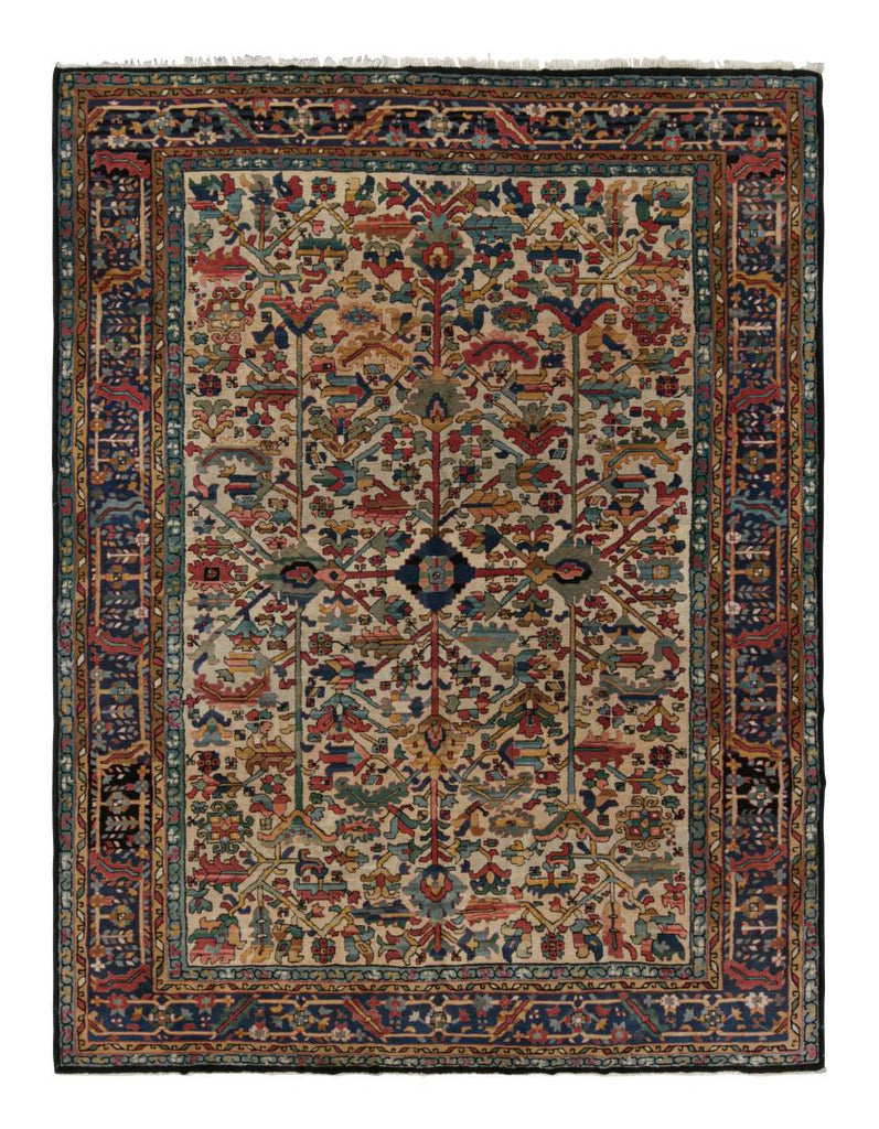 Vintage European Rug In Polychromatic Geometric Patterns