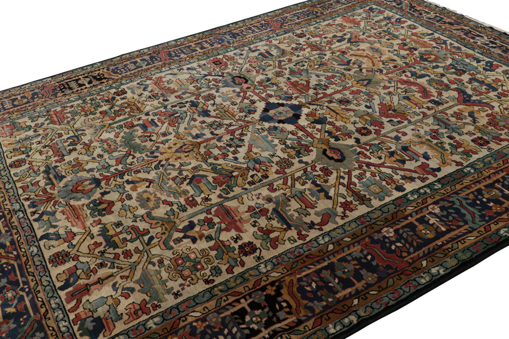 Vintage European Rug In Polychromatic Geometric Patterns