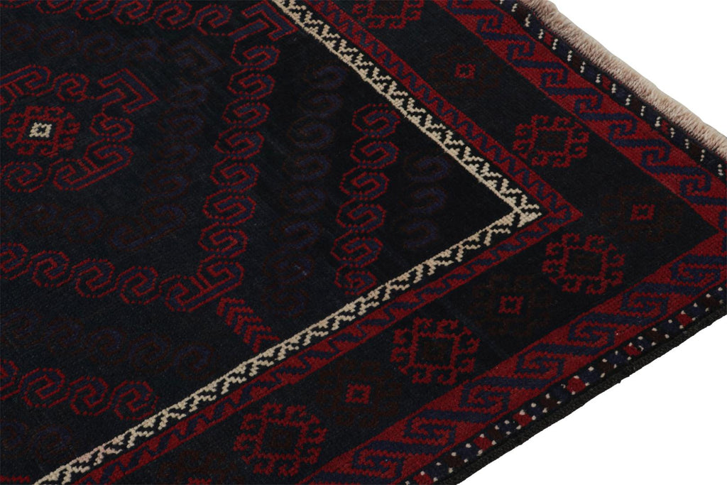 Vintage Balouch Persian Rug In Red & Blue Tribal Patterns