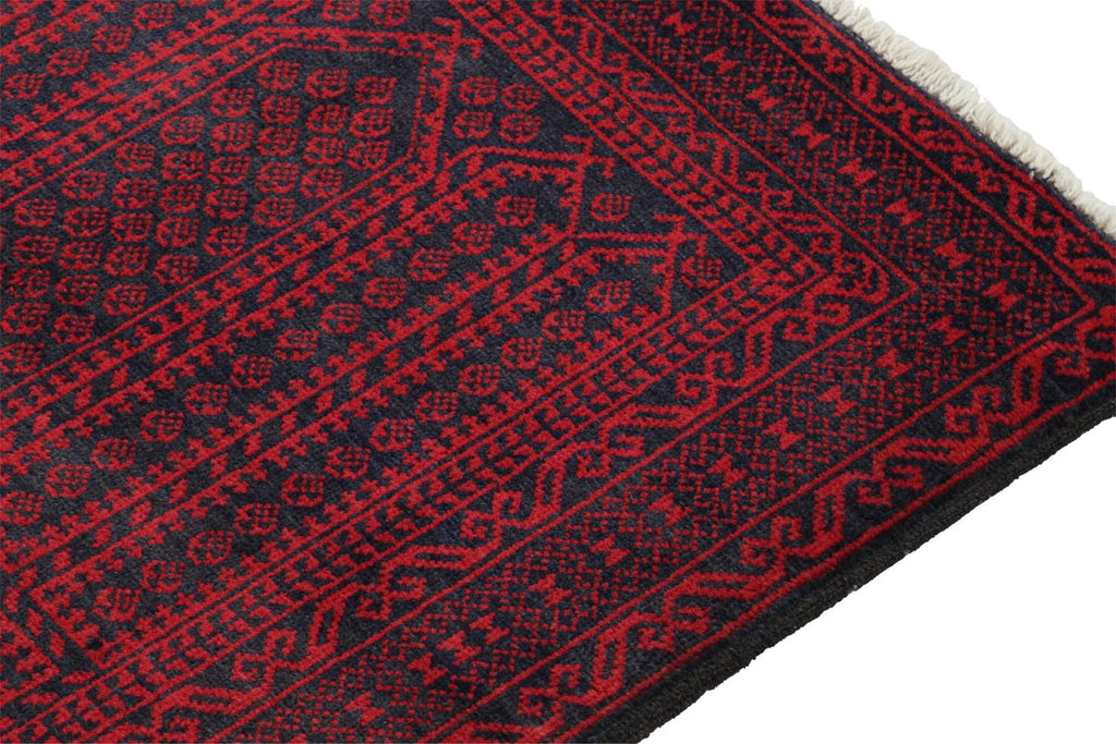 Vintage Balouch Persian Rug In Red & Blue Black Patterns