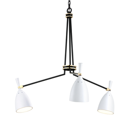 Utopia Chandelier 36" - Black Brass Off White Shades