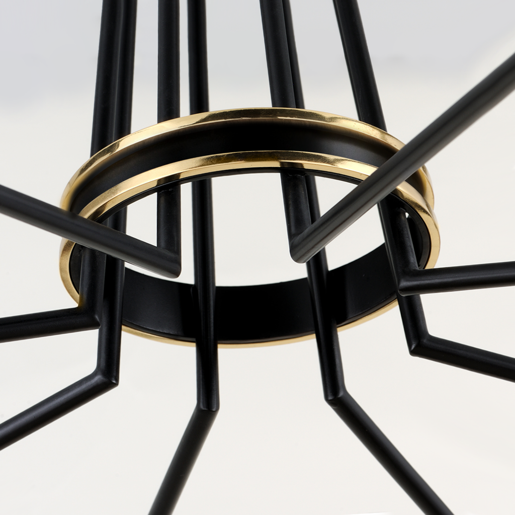 Utopia Chandelier 41" - Black Brass Off White Shades