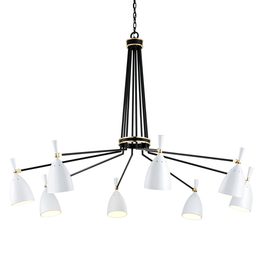 Utopia Chandelier 47" - Black Brass Off White Shades