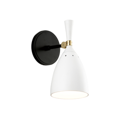 Utopia Wall Sconce - Black Brass Off White Shades