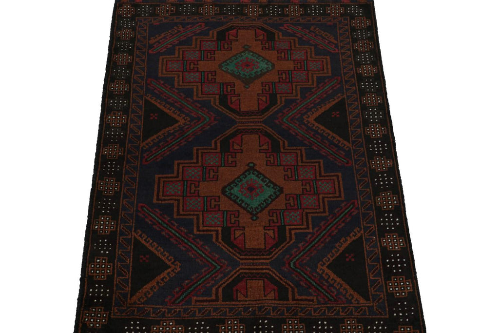 Vintage Balouch Persian Rug In Polychromatic Patterns 3x5