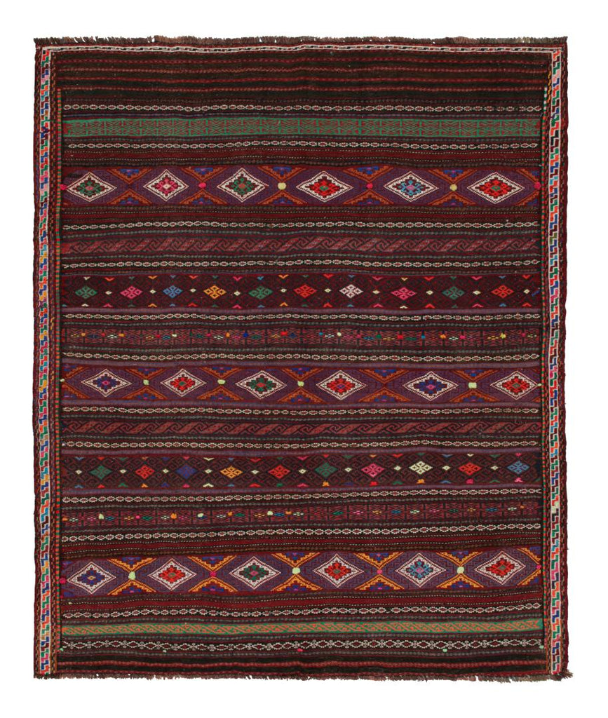 Vintage Balouch Persian Rug In Polychromatic Pattern 5x6