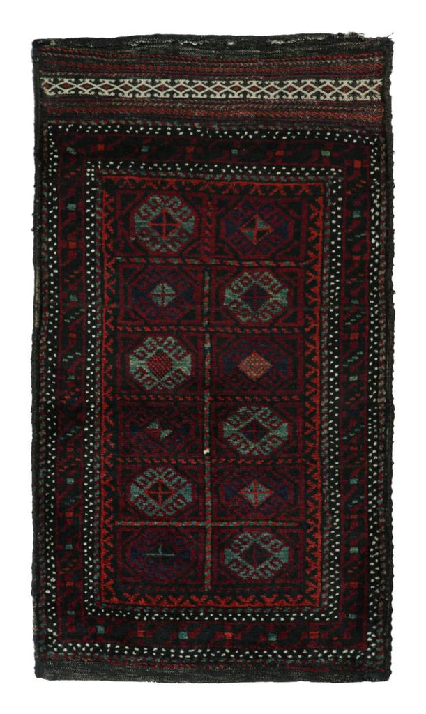 Vintage Balouch Persian Rug In Polychromatic Patterns 2x4