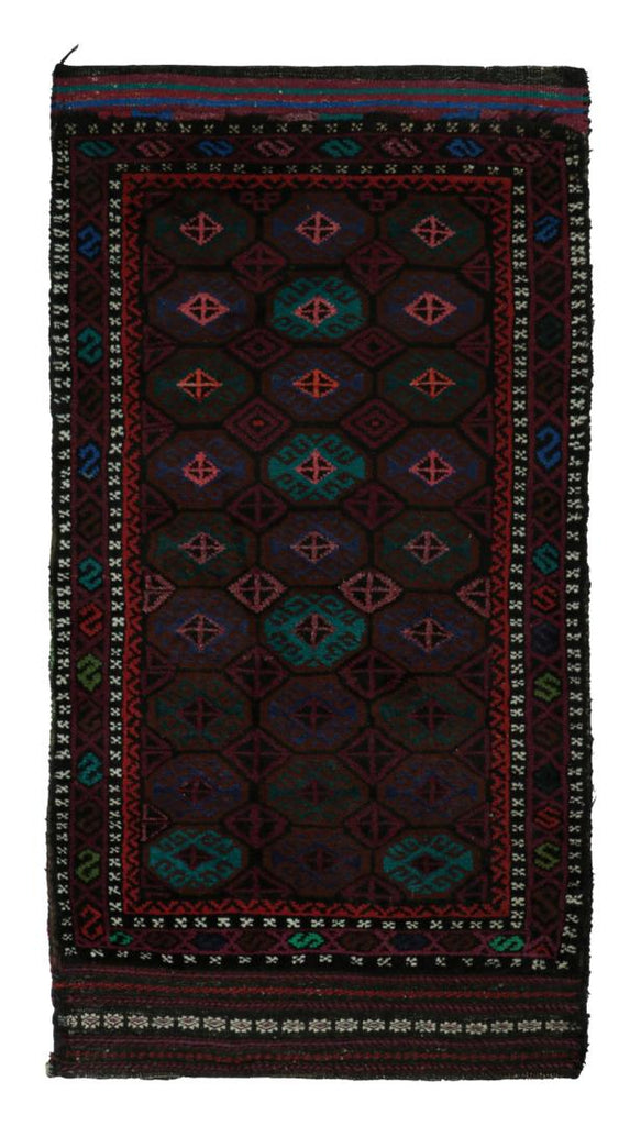 Vintage Balouch Persian Rug In Polychromatic Patterns